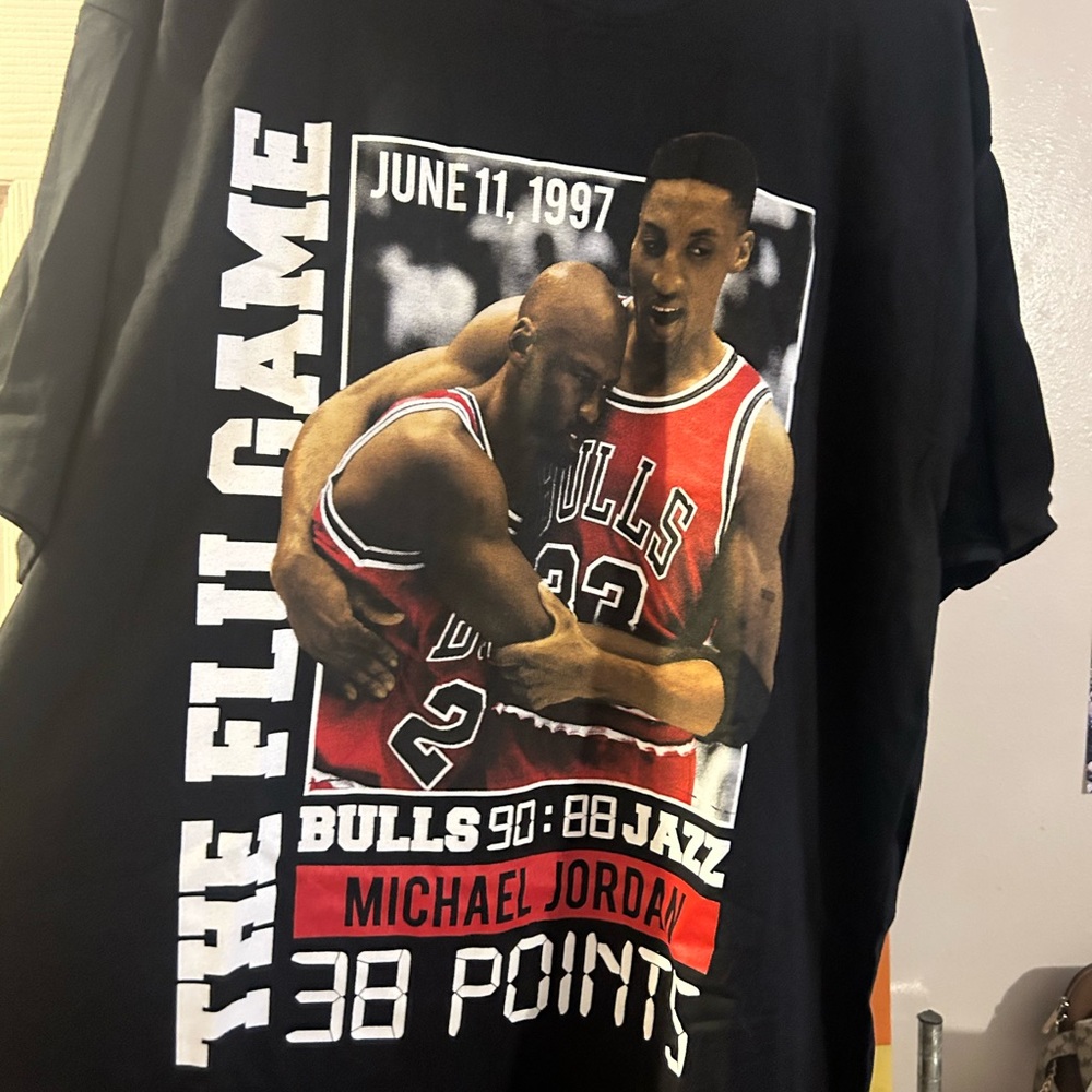 Black Bulls Michael Jordan Flu  Game T-Shirt